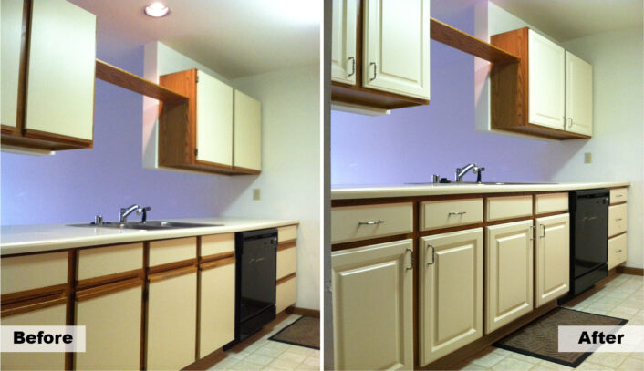 Traditional kitchen remodel done with cabinet refacing