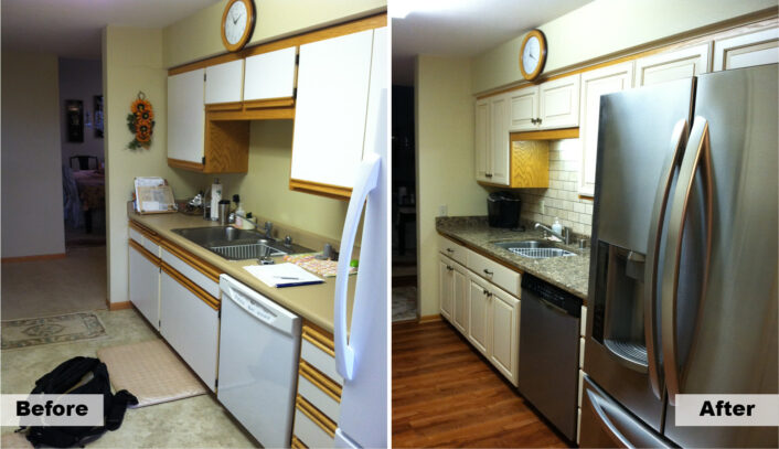 Traditional kitchen remodel done with cabinet refacing