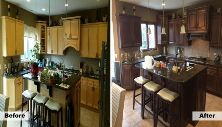 Traditional kitchen remodel done with cabinet refacing