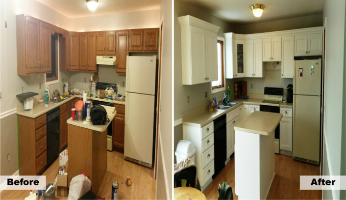 Traditional kitchen remodel done with cabinet refacing
