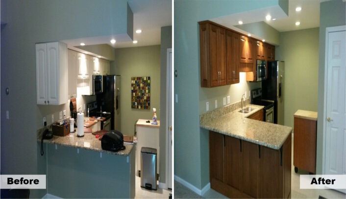 Traditional kitchen remodel done with cabinet refacing