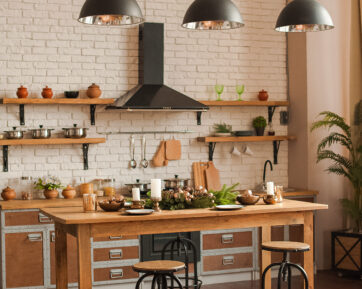 Warm, cozy wooden kitchen