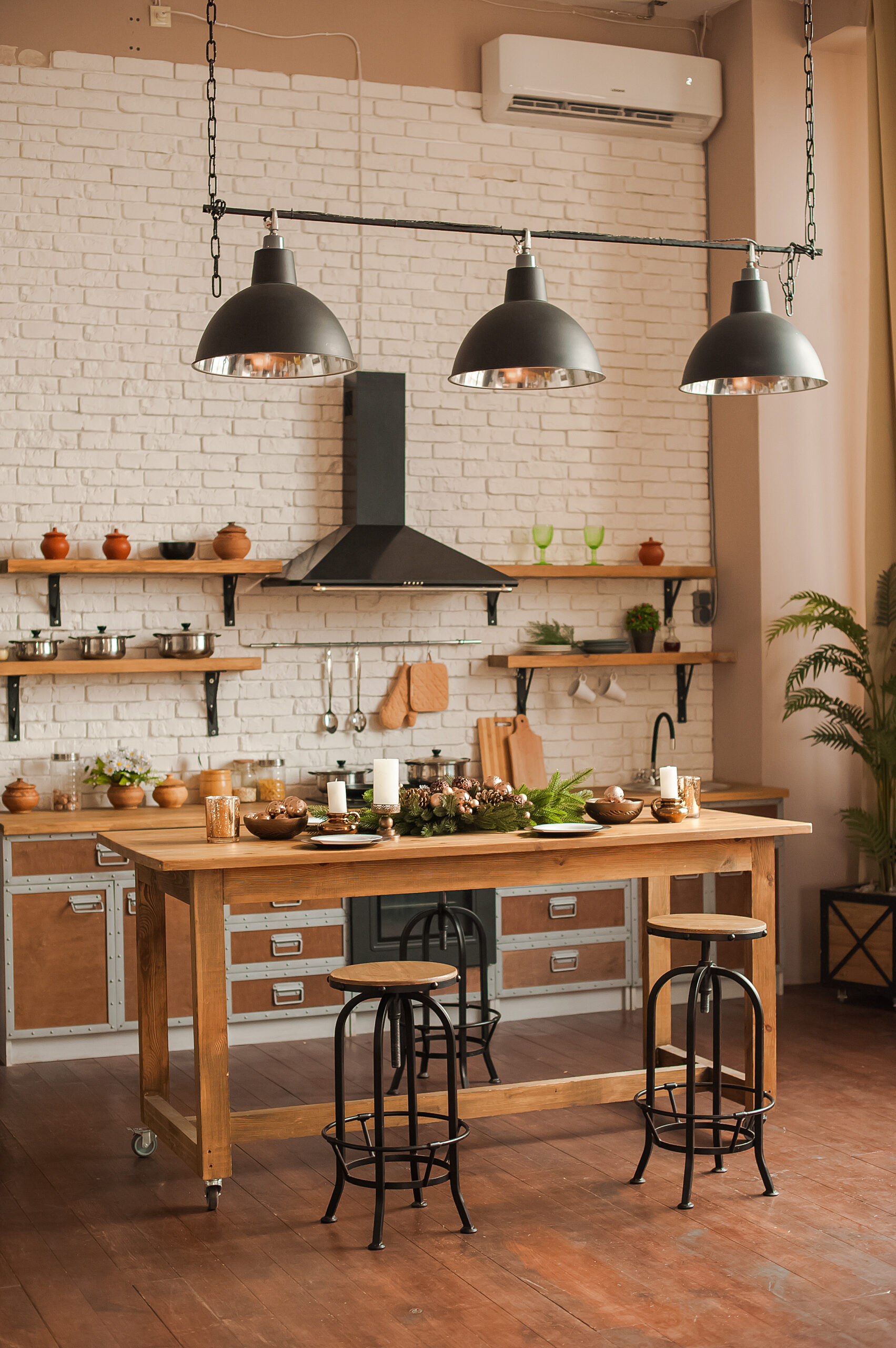 Warm, cozy wooden kitchen