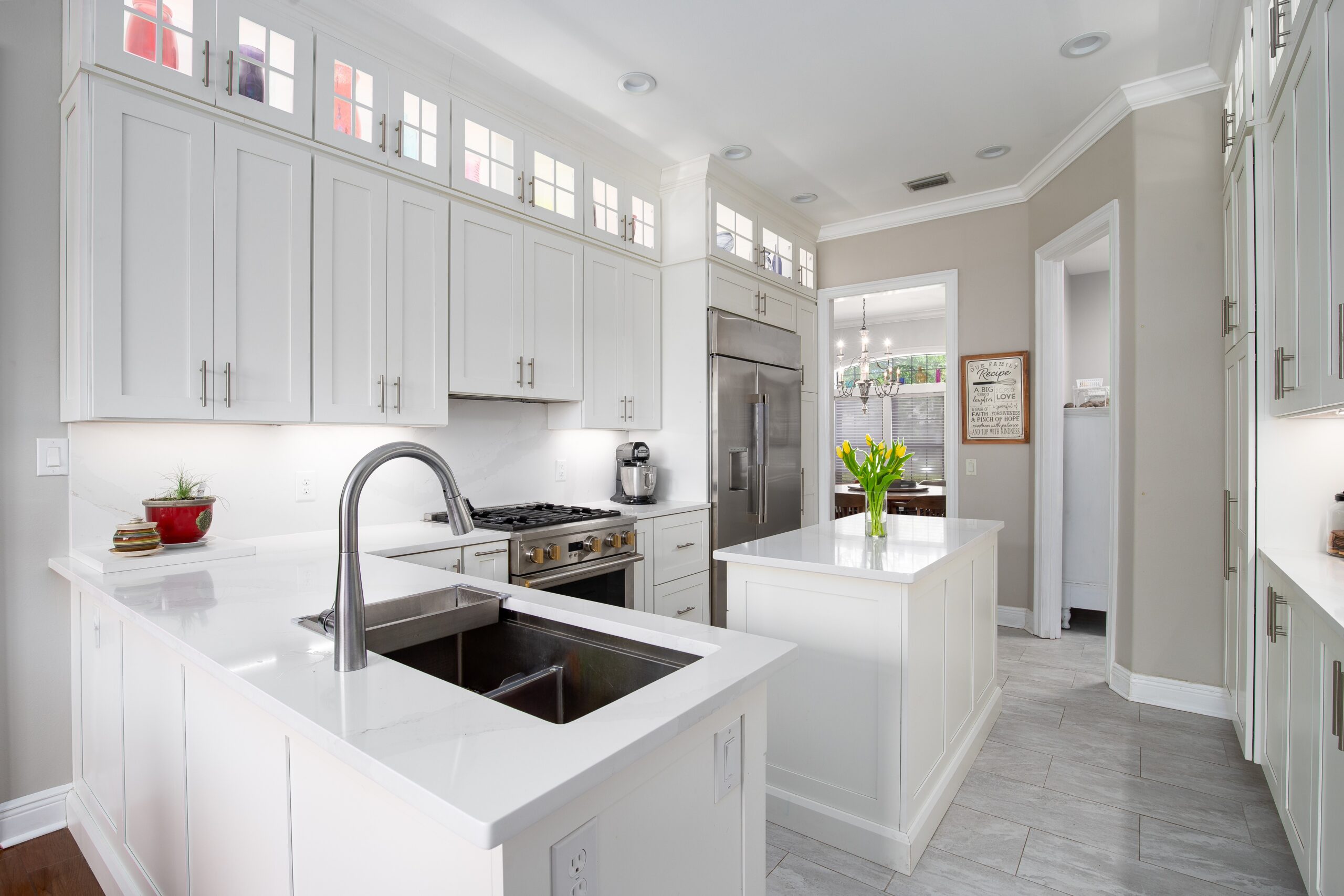 White kitchen and quartz countertops