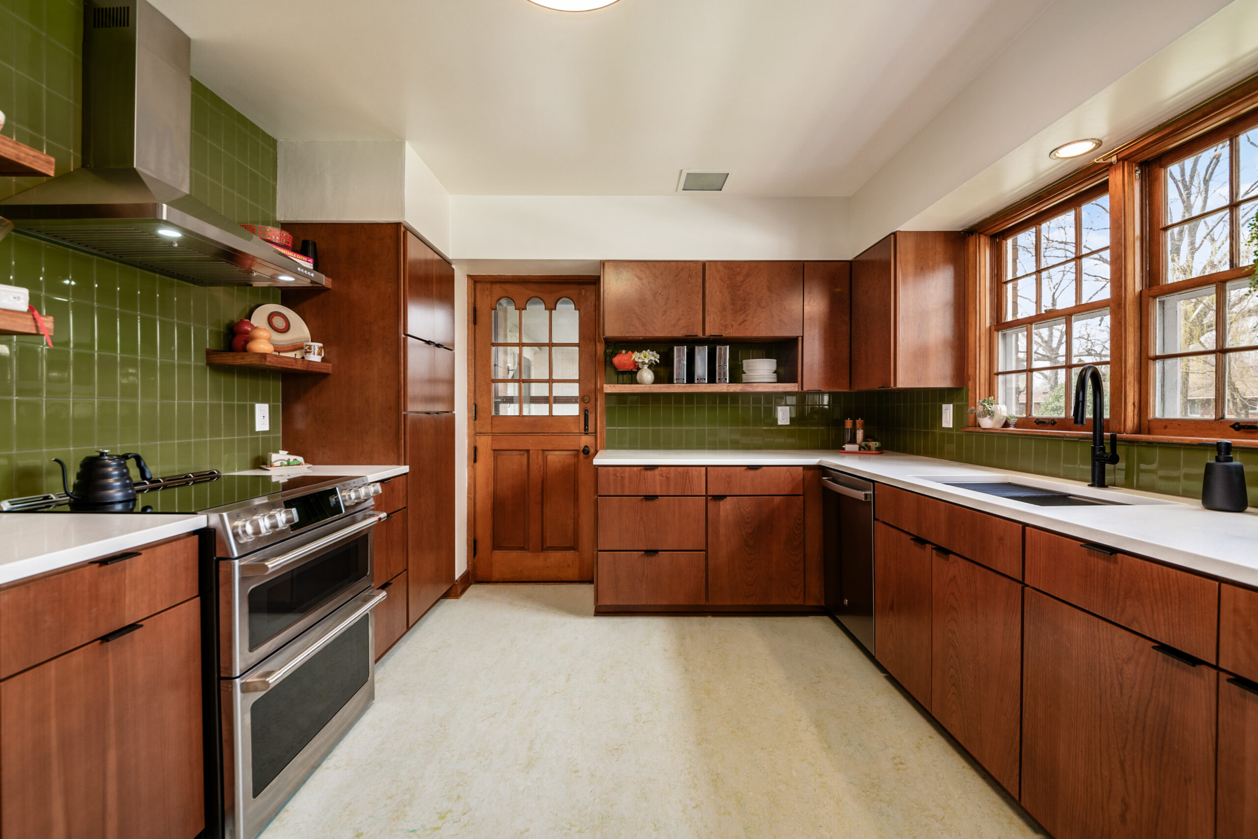 wooden kitchen with vinyl